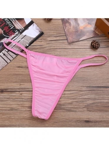 G-Strings & Thongs Men Sissy Pouch Panties Thong Lingerie Mini Bikini G-String Briefs Underwear with Bowknot - Pink - CN18LLD...