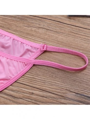 G-Strings & Thongs Men Sissy Pouch Panties Thong Lingerie Mini Bikini G-String Briefs Underwear with Bowknot - Pink - CN18LLD...