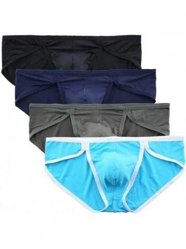Bikinis Men's Micro Mesh Briefs Underwear Lightweight Sexy Bikinis Pack - 4 Pack Assorted 02 - C518TUIHHGX $39.22