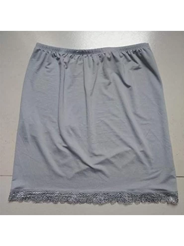 Slips Women Satin Half Underskirt Petticoat Under Slip Dress Mini Skirt Safety Skirt - Gray - CP18ZD3YI4X $11.40