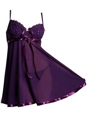 Baby Dolls & Chemises Women's Beautiful Sexy Lingerie Set - Elegantly Styled Design - Purple - CL129WE9PMP $19.31