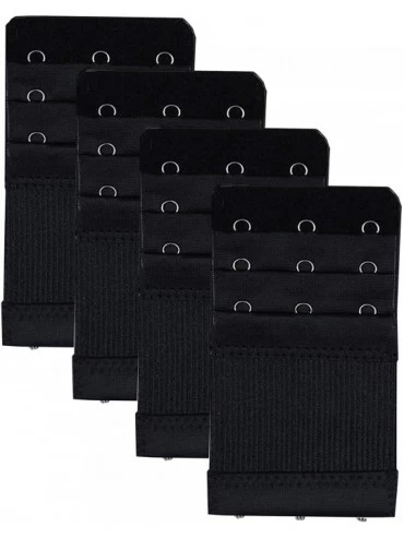 Accessories Bra Extender 3 Hooks 3 Rows Elastic Bra Band Hook Strap Extensions for Women Pack of 4 - Black - CY18S56MTMA $16.29