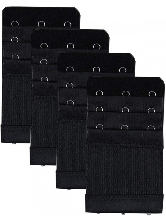 Accessories Bra Extender 3 Hooks 3 Rows Elastic Bra Band Hook Strap Extensions for Women Pack of 4 - Black - CY18S56MTMA $17.79