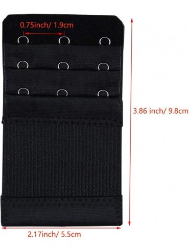 Accessories Bra Extender 3 Hooks 3 Rows Elastic Bra Band Hook Strap Extensions for Women Pack of 4 - Black - CY18S56MTMA $17.79
