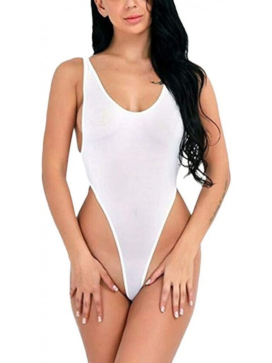 Slips Fashion New Women Sheer Lingerie Bodysuit Thong Underwear Jumpsuit Sleepwear - White - C518XUWDZW7 $23.48