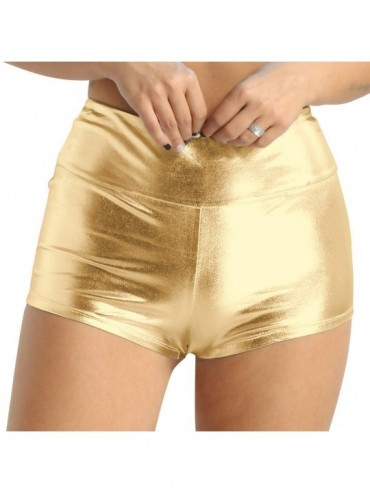 Panties Women's Shiny Metallic Stretchy Booty Shorts Clubwear Dance Sports Hot Pants Underwear - Gold - CB18X6L9AYL $39.96