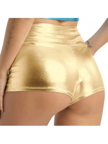 Panties Women's Shiny Metallic Stretchy Booty Shorts Clubwear Dance Sports Hot Pants Underwear - Gold - CB18X6L9AYL $18.12