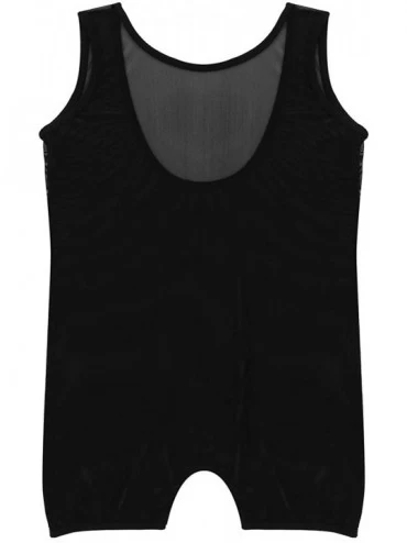 Boxers Men's See Throgh Stretch Sheer Mesh Lingerie Bodysuit Jumpsuits Underwear - Black - C318LSW8OWR $21.16