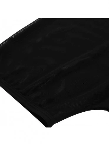 Boxers Men's See Throgh Stretch Sheer Mesh Lingerie Bodysuit Jumpsuits Underwear - Black - C318LSW8OWR $21.16