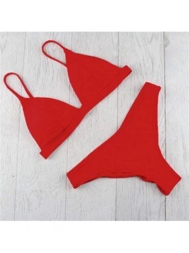 Sets Two Piece Swimsuits- Women Bandeau Bandage Bikini Set Push-Up Brazilian Swimwear Beachwear Swimsuit - CQ190HQGYMG $12.12