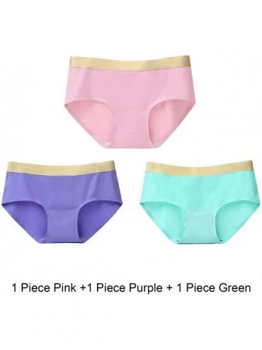 Panties Women's Seamless Underwear 3/5 Pack Mid High Waist Plus Size Comfortable Briefs Hipster Panties - 3 Pack Pink+purple+...