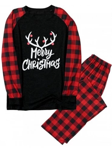 Sets Christmas Family Pajamas Matching Sets Reindeer Plaid Xmas 2PCs Soft Outfit Sleepwear - Black-kid - C018ZZZDX4W $12.66
