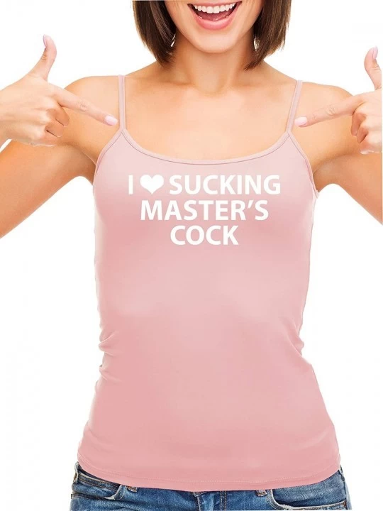 Camisoles & Tanks I Love Sucking Masters Cock Blowjob Slut Pink Camisole Tank - White - C51965OMSOC $22.33