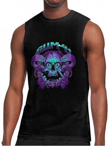Undershirts Men's Gray Summer Round Neck Sleeveless T-Shirt-Sum 41 Gym Shirt for Relaxing - Sum 41 28 - CL19C6Z22EO $40.72