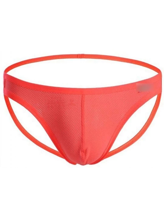 G-Strings & Thongs Jockstrap Tangas Briefs Cueca Male Panties Mens Thongs Pouch Underwear Jocks Mesh Breathable - Orange - CV...