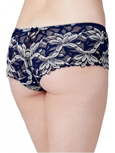 Panties Women's Plus Size Full Coverage Lacy Hipster Boy Short Noho Panty 8005 - Blue - C418IYZDAQG $20.57