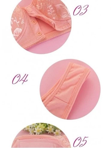 Bras Medium Elderly Women Front Closure Bras Seamless Cotton Everyday Cotton Bling Bras Plus Size Underwear - Pink - CF18YDXW...