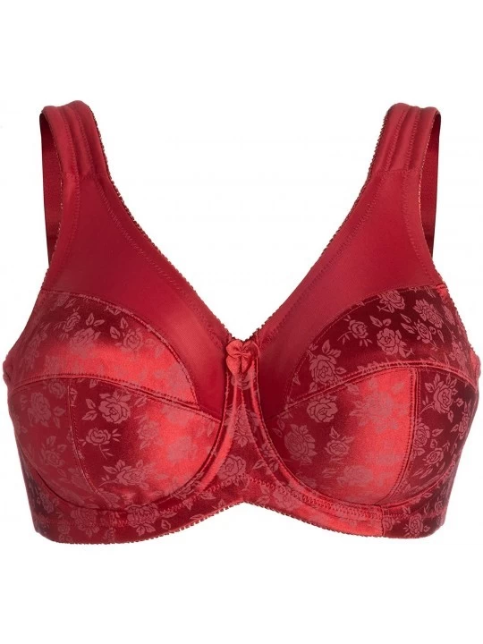 Bras Intimates Style 7101 - Brand Printed Full-Figure Support Underwire Bra - Red - CV184I5E99A $35.15