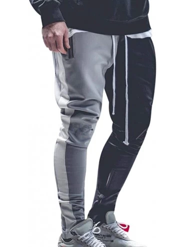 Boxers 2019 Men's Casual Solid Loose Patchwork Color Sweatpant Trousers Jogger Pant - Gray - C718YGDLD5K $21.47