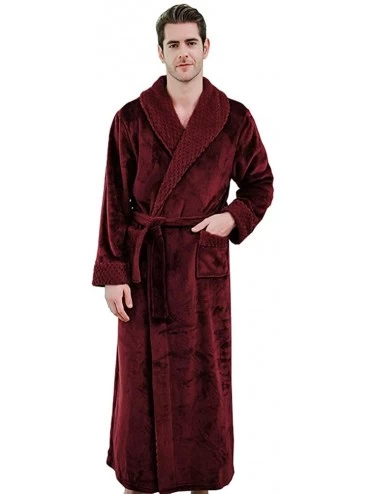Robes Soft Warm Flannel Kimono Robe for Women Men Couples Maxi Spa Bathrobe - Men Red - CA18AWGT3WI $42.86