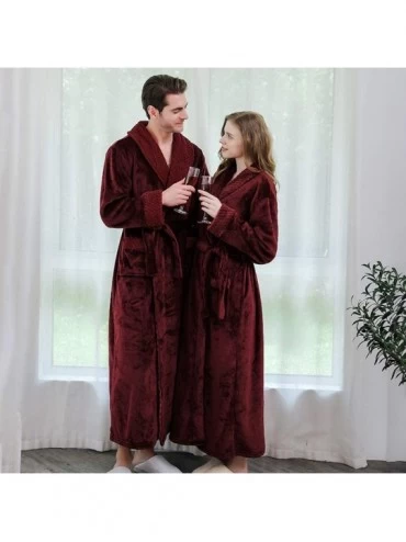 Robes Soft Warm Flannel Kimono Robe for Women Men Couples Maxi Spa Bathrobe - Men Red - CA18AWGT3WI $42.86