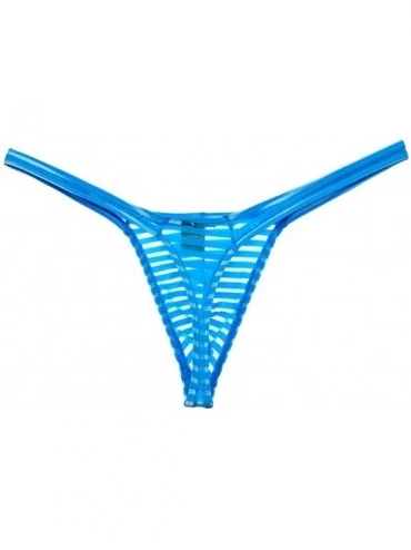 Briefs Mens Pure See Through Underwear Sexy Bulge Pouch Bikini Thong Stretch T-Back - Blue - CW11YTOEM1N $13.00