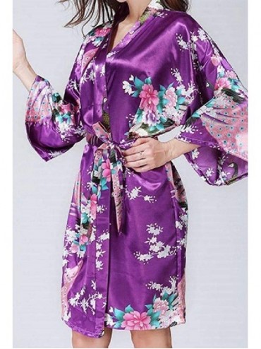 Tops Womens Kimono Floral Printing Mid-Length Half Sleeve Comfy Loungewear PJ - 4 - C219876RMZ6 $40.73