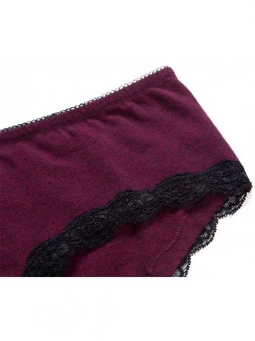 Panties Women's Cotton Hipster Pantis Soft Lace Trim Underwear Briefs 4 Pack - Black/Black/Grey/Wine Red - CC18MHCK5CH $20.11