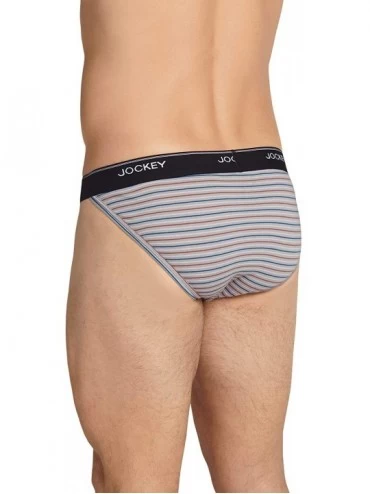 Bikinis Men's Underwear Elance String Bikini - 2 Pack - Autumn/ Autumn Stripe Grey - C4195ZTDK2W $15.78
