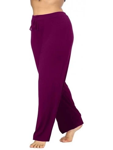 Bottoms Women's Plus Size Comfy Stretch Long Pajama Pants Drawstring Sleep Lounge Pants - Purplish Red - CO18HAGODXL $17.41
