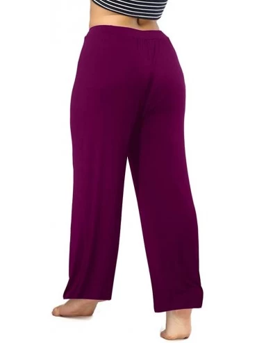 Bottoms Women's Plus Size Comfy Stretch Long Pajama Pants Drawstring Sleep Lounge Pants - Purplish Red - CO18HAGODXL $17.41