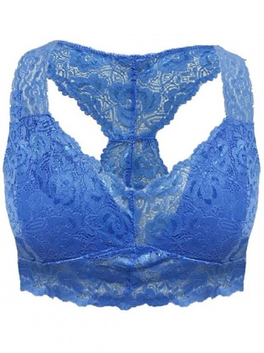 Accessories New Women Plus Size Vest Crop Wire Free Bra Lingerie Sexy V-Neck Underwear S-3XL - Blue - CP18XEGE9IM $20.37