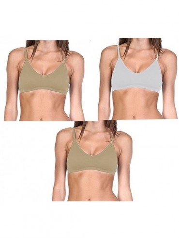 Bras Women's Seamless Convertible V-Neck Padded Wire Free Bra - 3 Pack (Nude- Nude- White) - CC184TN44SZ $48.44