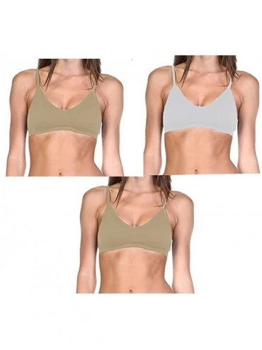 Bras Women's Seamless Convertible V-Neck Padded Wire Free Bra - 3 Pack (Nude- Nude- White) - CC184TN44SZ $40.28