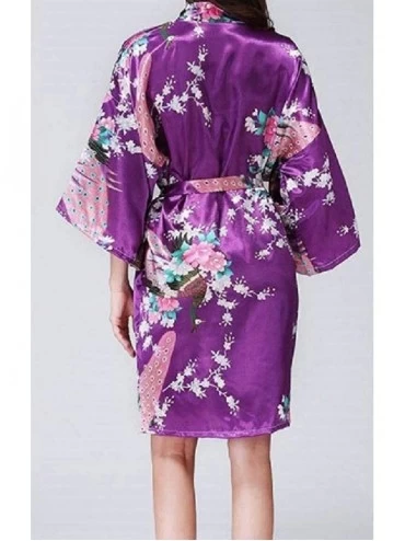 Tops Womens Kimono Floral Printing Mid-Length Half Sleeve Comfy Loungewear PJ - 4 - C219876RMZ6 $18.55