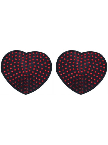 Accessories 2Packs Reusable Shiny Rhinestone Heart Shape Silicone Pasties Bra Sexy Breast for Women Ladies - CC1925EQS60 $24.37