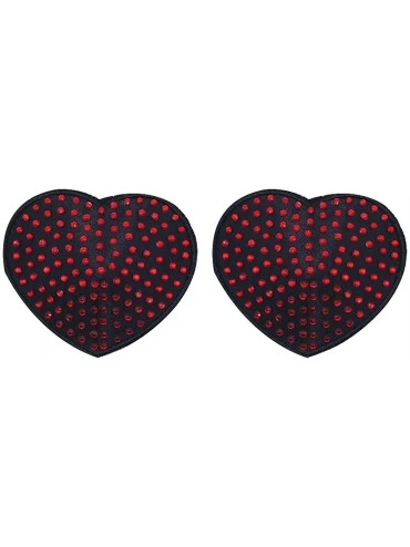 Accessories 2Packs Reusable Shiny Rhinestone Heart Shape Silicone Pasties Bra Sexy Breast for Women Ladies - CC1925EQS60 $11.41