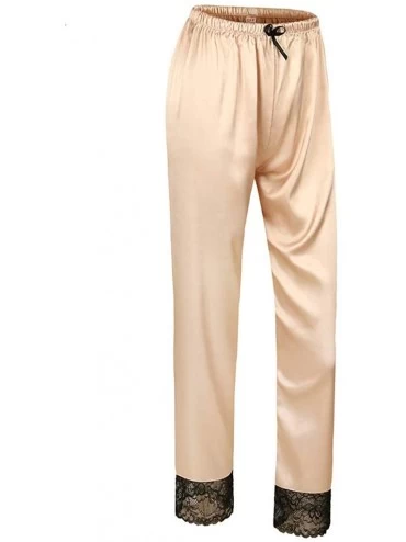 Sets Womens Nightwear Sleepwear Pajamas Satin Silk Lace Lounge Pants Pyjamas Bottom Trousers - Champagne - CZ18H8DN32Z $29.60