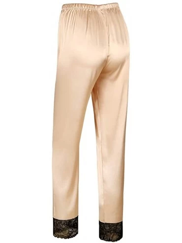 Sets Womens Nightwear Sleepwear Pajamas Satin Silk Lace Lounge Pants Pyjamas Bottom Trousers - Champagne - CZ18H8DN32Z $13.42