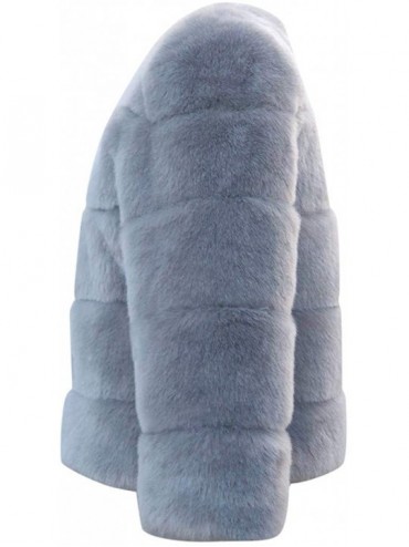 Thermal Underwear Women Winter Furs Coat Luxury Faux Fox Fur Jacket Slim Long Sleeve Collar Overcoat - A-gray - C718ZUIOKAS $...