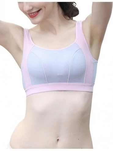 Bras Tank Style Cotton Padded Wirefree Sports Bras for Women U Back Support Bra XS-M - Pink - C619DL004SR $27.83