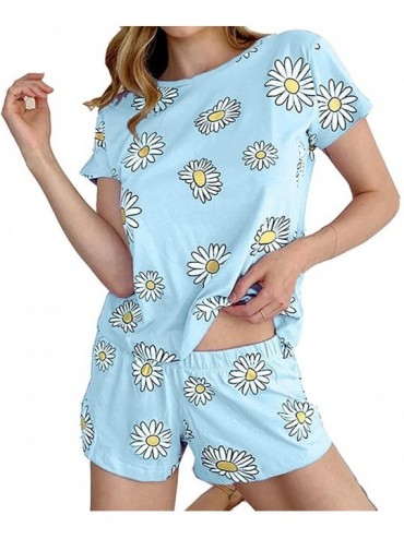 Sets Womens Sleepwear Pajamas Button Down Shirt and Shorts Sleepwear Lounge PJ Sets - 3 - CN1908IMKA8 $43.07