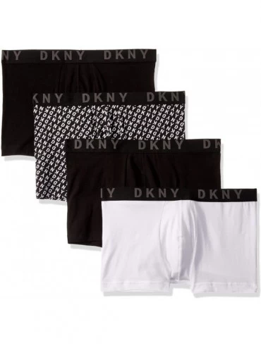 Trunks Men's Cotton Stretch Trunk Multipack - 2 Black/White/Logo Print - C118UIGWECD $79.70