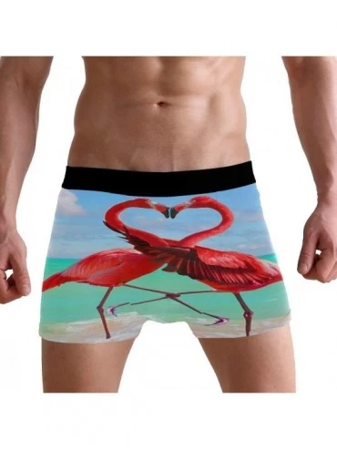 Boxer Briefs Giraffe Lover Boxer Briefs Men's Underwear Boys Stretch Breathable Low Rise Trunks - Flamingos Embrace - CH18WE2...