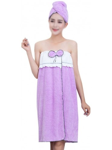 Robes Women Microfiber Bath Towel Sexy Bathrobe Beach Dress 55.1x27.6in (B-Purple- 27.6-55.1IN) - B-purple - C918AMN5YW0 $44.30
