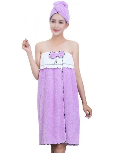Robes Women Microfiber Bath Towel Sexy Bathrobe Beach Dress 55.1x27.6in (B-Purple- 27.6-55.1IN) - B-purple - C918AMN5YW0 $40.56