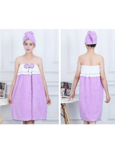 Robes Women Microfiber Bath Towel Sexy Bathrobe Beach Dress 55.1x27.6in (B-Purple- 27.6-55.1IN) - B-purple - C918AMN5YW0 $17.08