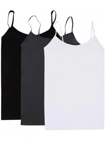 Camisoles & Tanks Camisole for Women- Adjustable Spaghetti Strap Cami - Black&white&gray - CW18S4IS5MW $39.98