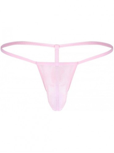 G-Strings & Thongs Men's Sheer Mesh See Through Thongs G-String Low Rise Underwear T-Back Bikini Briefs - Pink - CH18XOMMISG ...