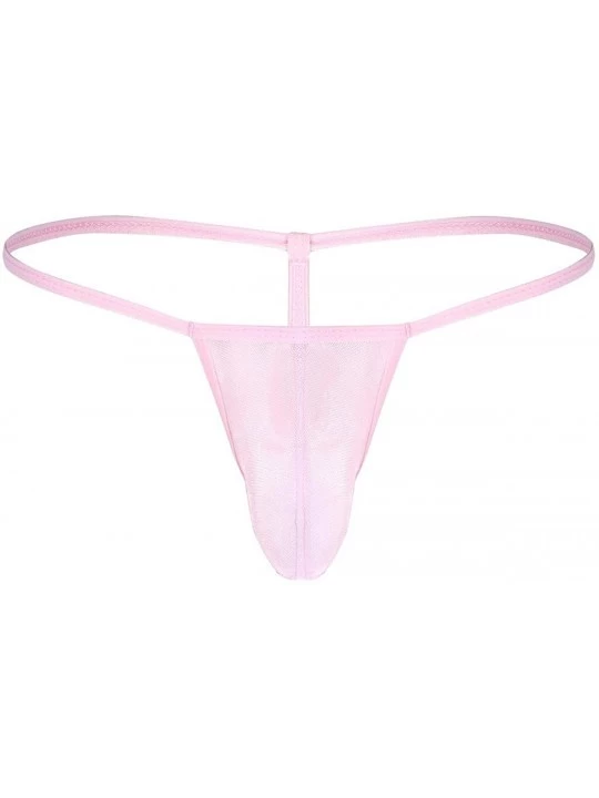 G-Strings & Thongs Men's Sheer Mesh See Through Thongs G-String Low Rise Underwear T-Back Bikini Briefs - Pink - CH18XOMMISG ...